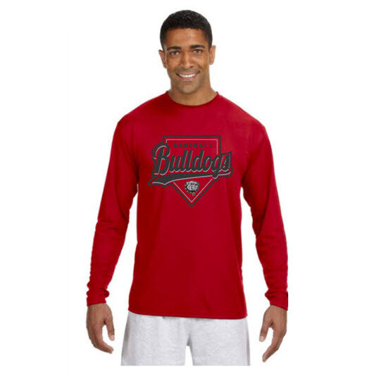 Bulldogs Home Plate Long Sleeve T-Shirt - Red