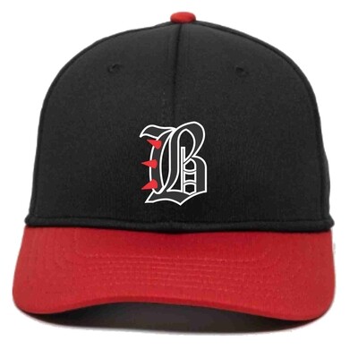 Bowie Baseball Flex Fit Hat - Black w/ Red Bill
