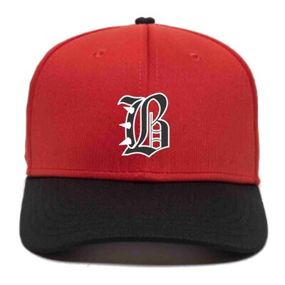 Bowie Baseball Flex Fit Hat - Red w/ Black Bill