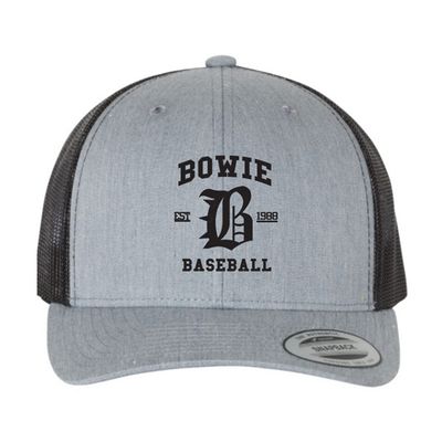 Bowie Baseball Trucker Hat - Grey/Black