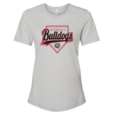 Bulldogs Home Plate Women's Relaxed Short Sleeve T-Shirt - Grey