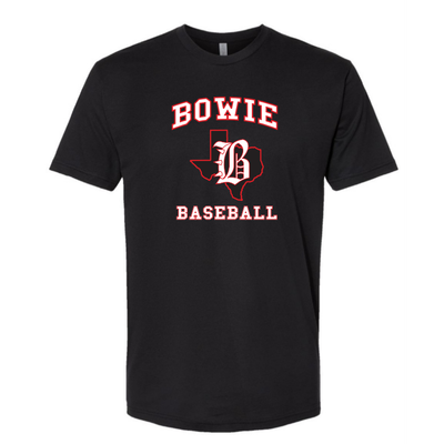 Bowie Baseball TX Outline T-Shirt - Black