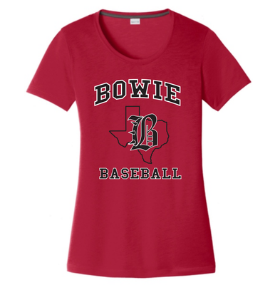 Bowie Baseball TX Outline Women's T-Shirt - Red