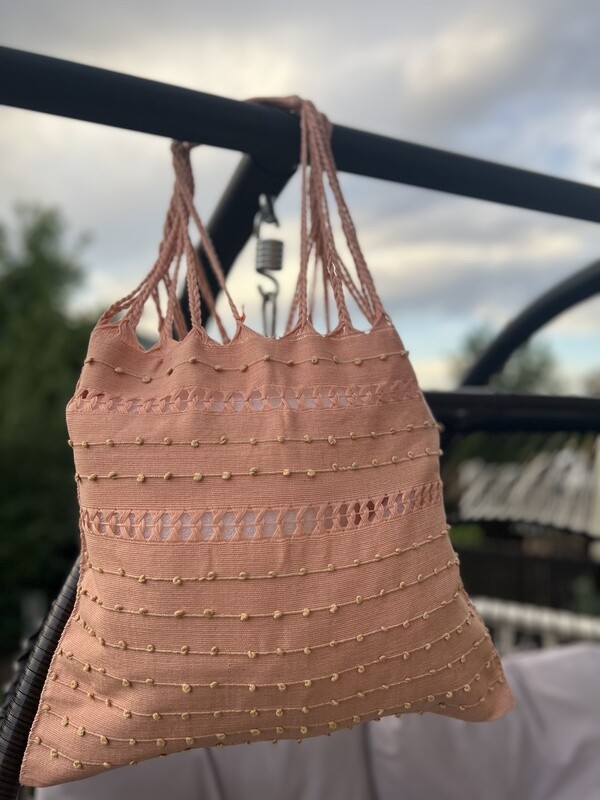 Bolsa de Telar Tejida Chiapas color rosa suave