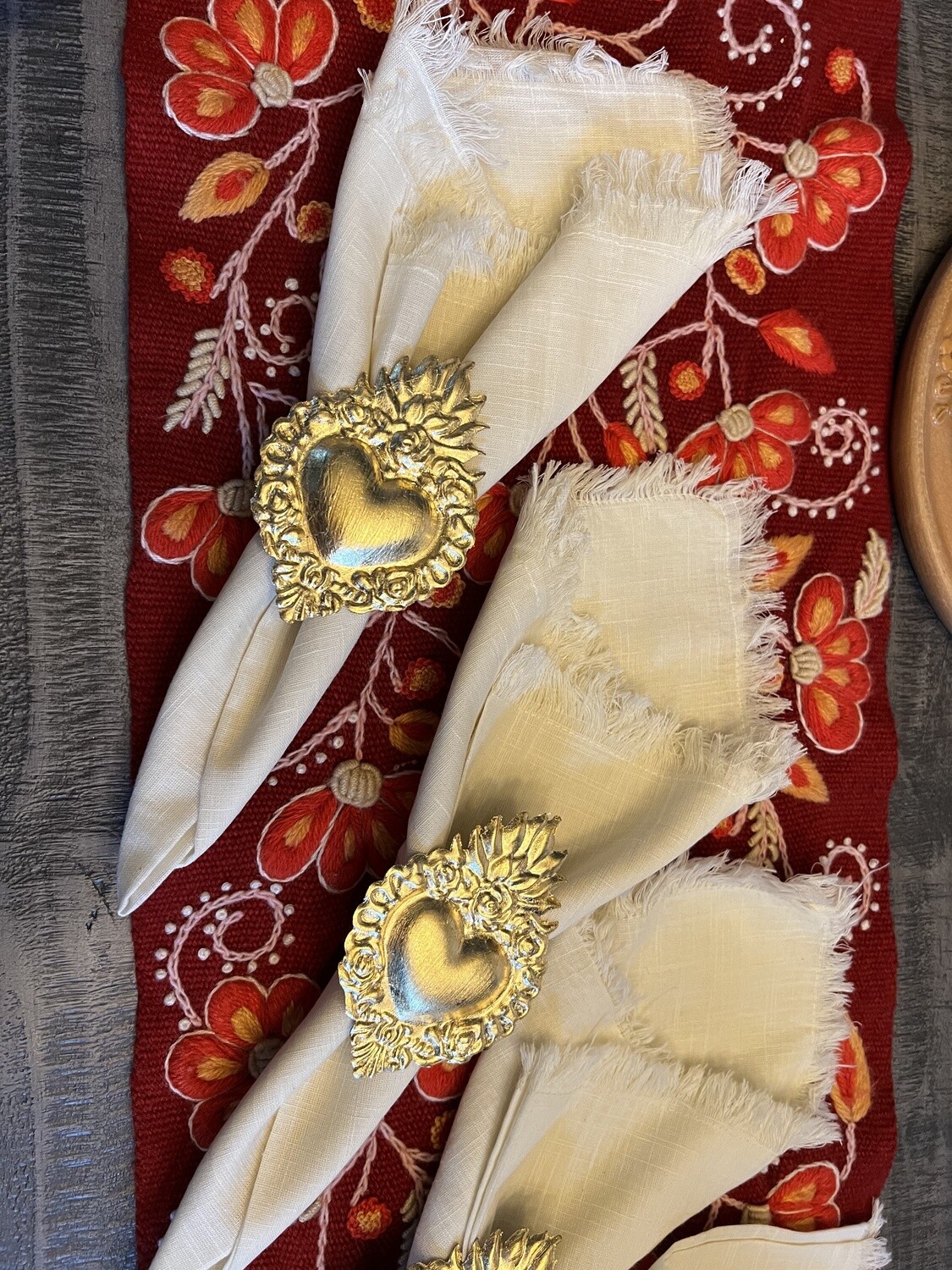 Anillos de Aluminio con Hoja de Oro Corazon  Set 6