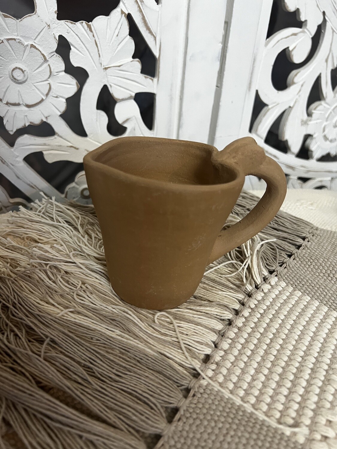 Taza Corazon Barro Natural