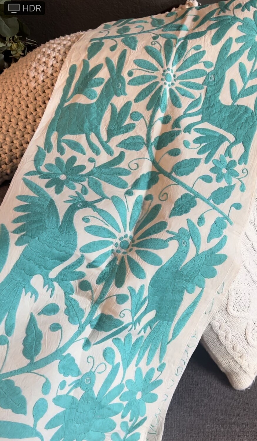 Camino de Mesa Otomi color azul aqua