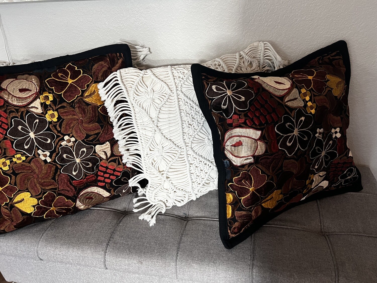 Set 2 fundas de Cojines floral chiapas cafe