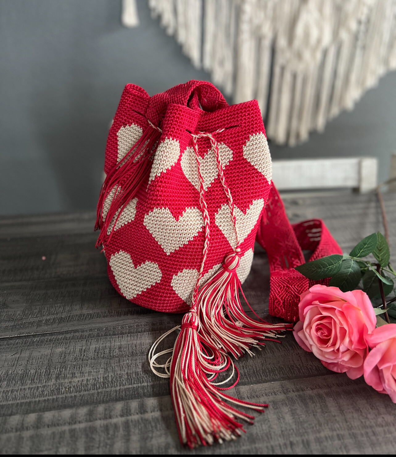 Morral bordado corazón