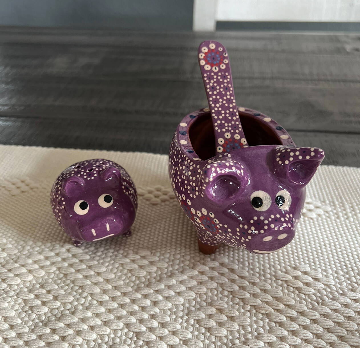 Cerdito y salerito de capula morado