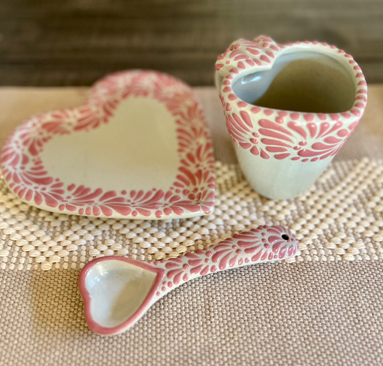 Set corazón rosa  3 piezas