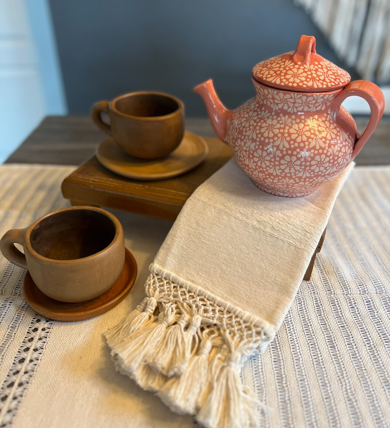 Tetera Capula Rosa y blanco   (TAZAS POR SEPARADO)
