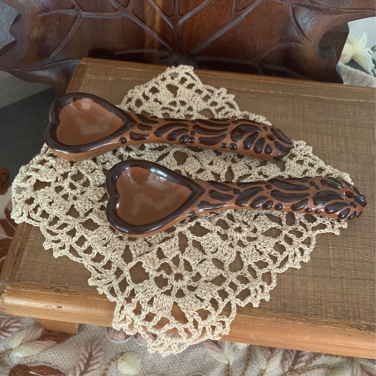 Set 2 cucharas corazón chocolate 