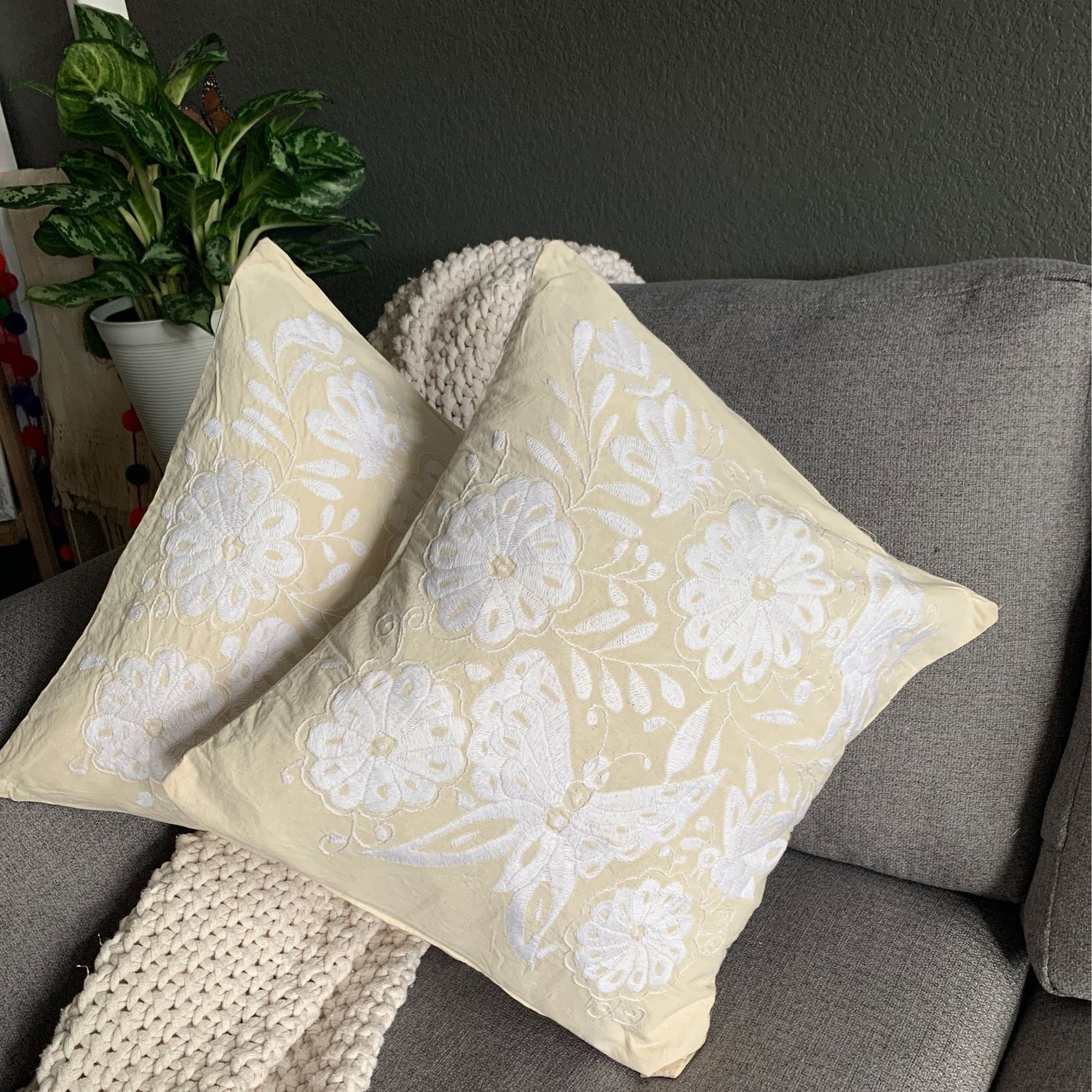 Set de cojines Tenango, (2)Otomi color blanco