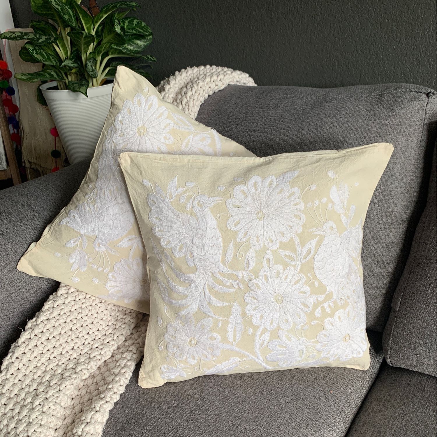 Set de cojines Tenango, (2)Otomi color blanco
