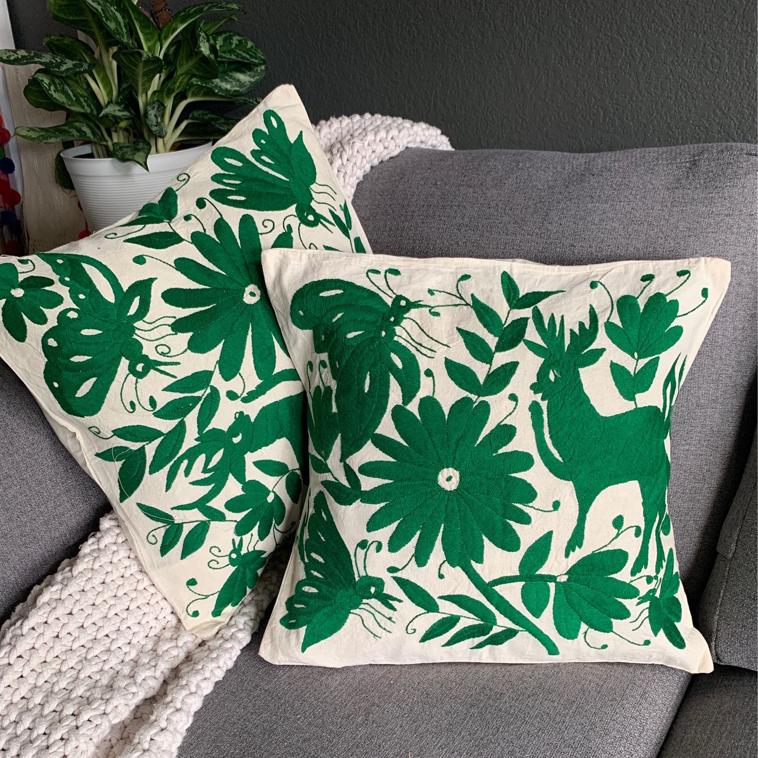 Set de cojines Tenango, (2)Otomi color verde
