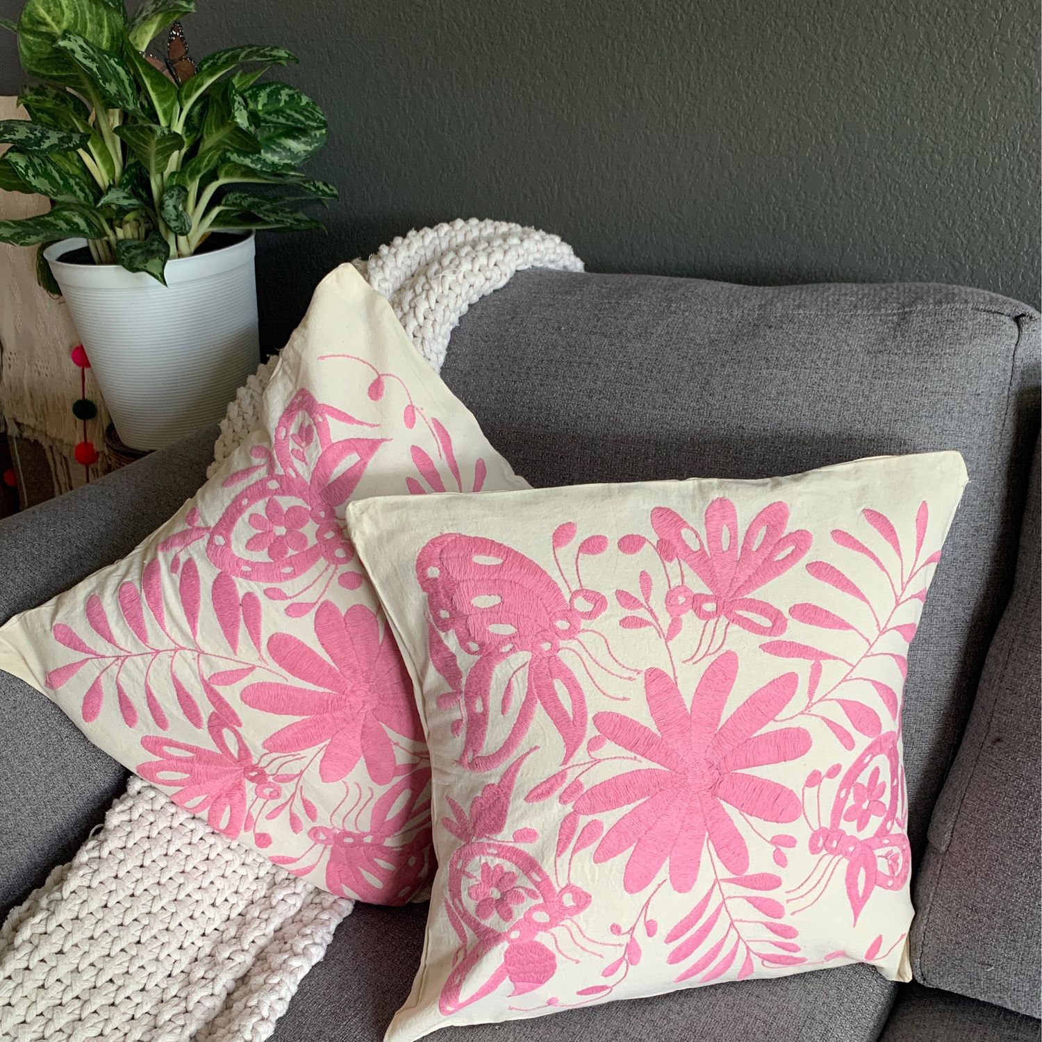 Set de cojines Tenango, (2)Otomi color rosa