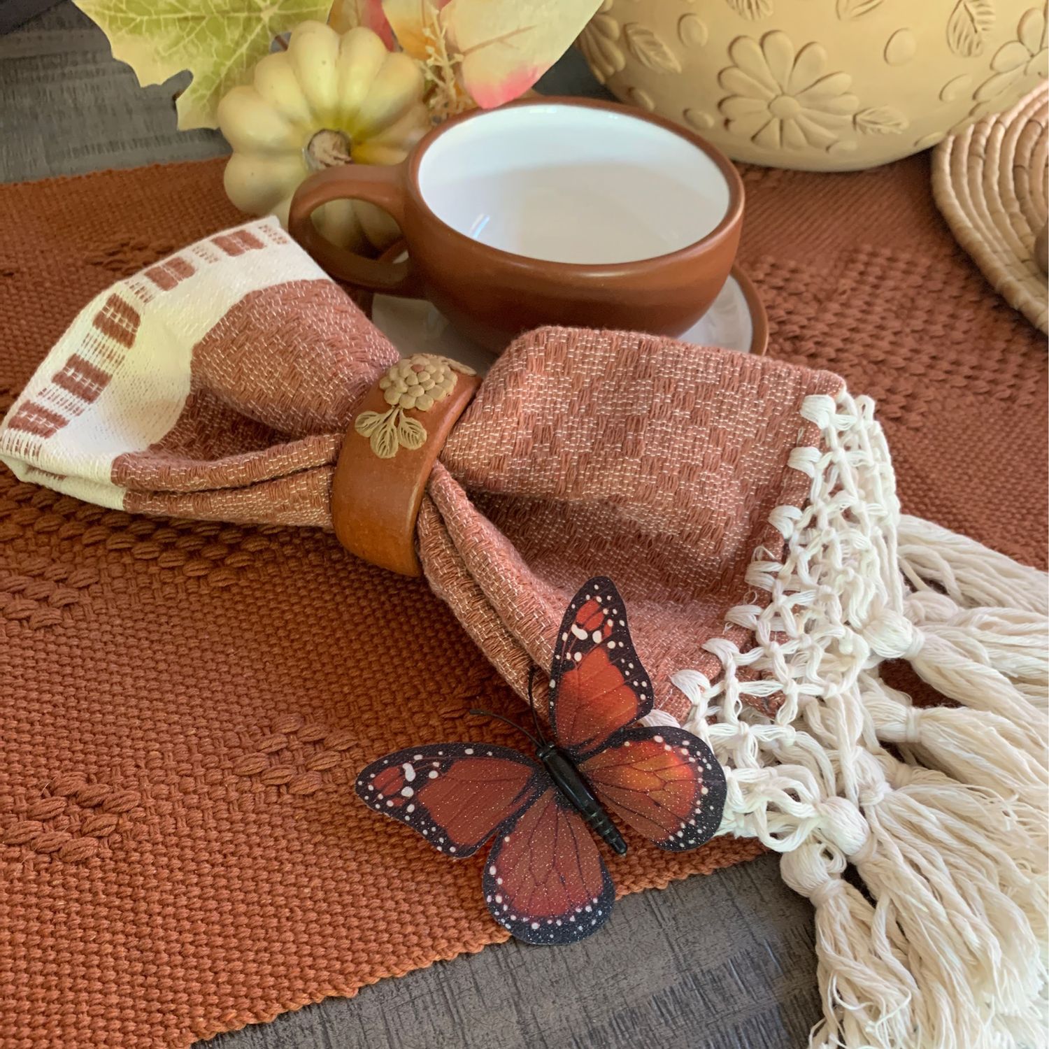 Servilleta de mesa Color Canela y beige set 2
