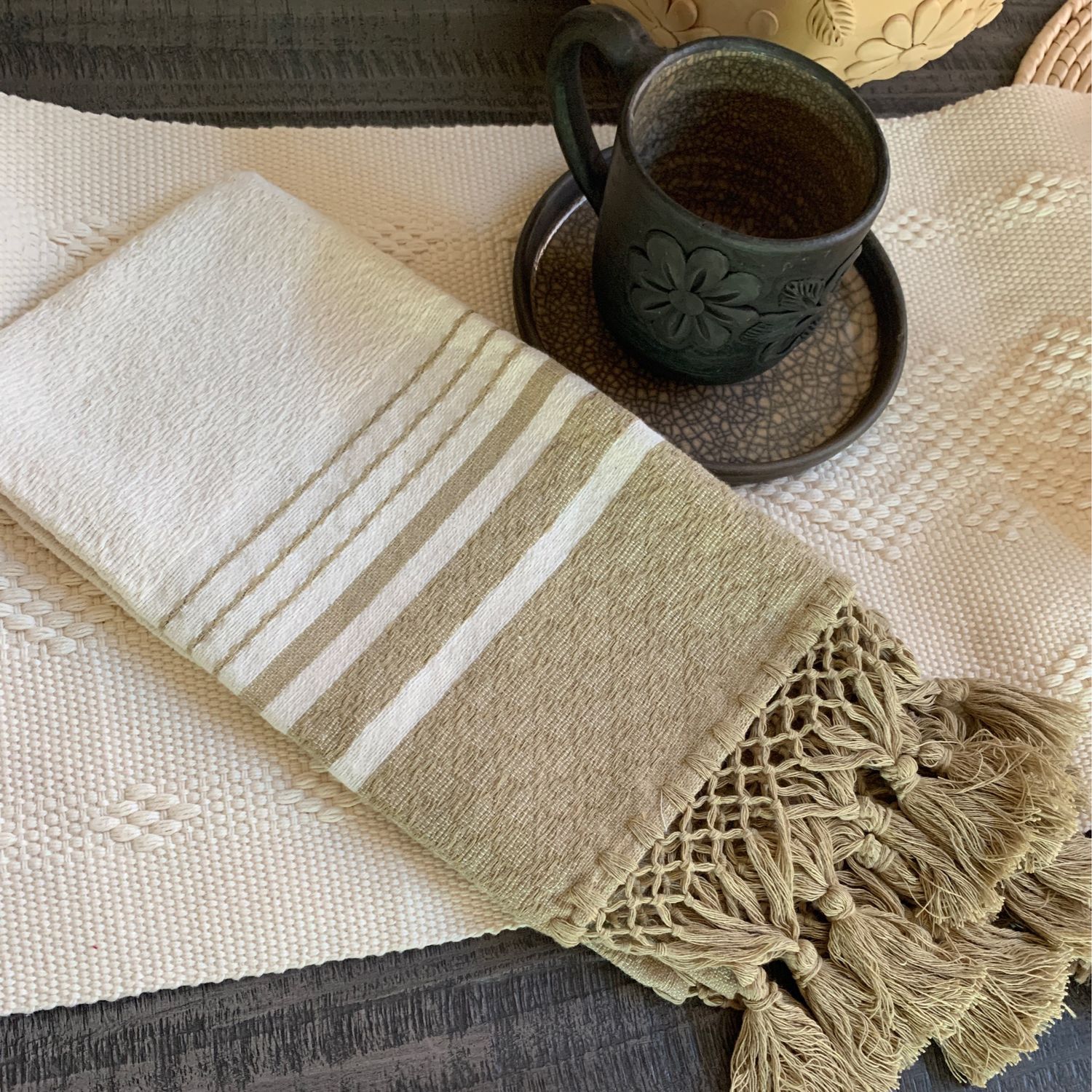 Servilleta Color beige y kaki set 2