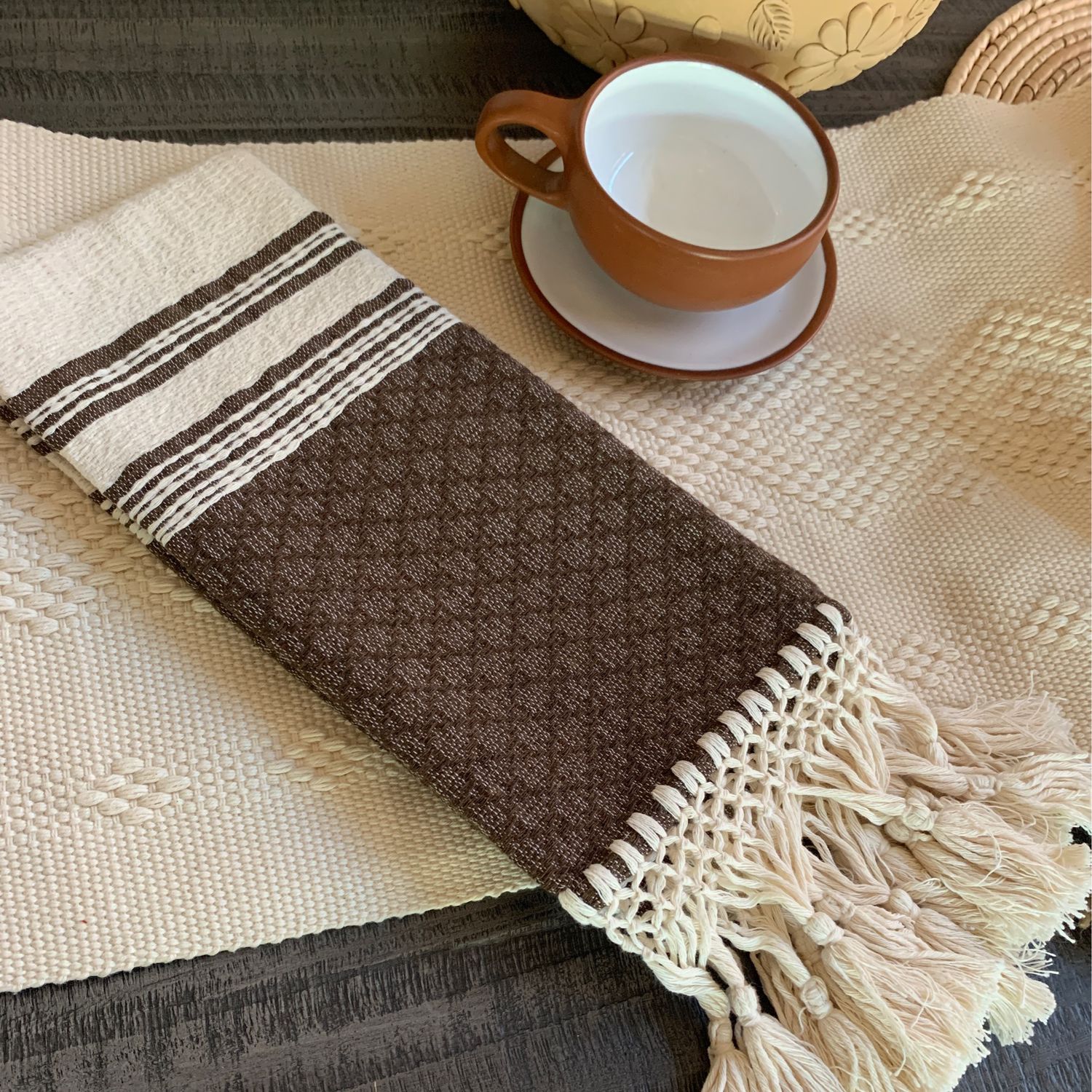 Servilleta Color beige y chocolate  set 4