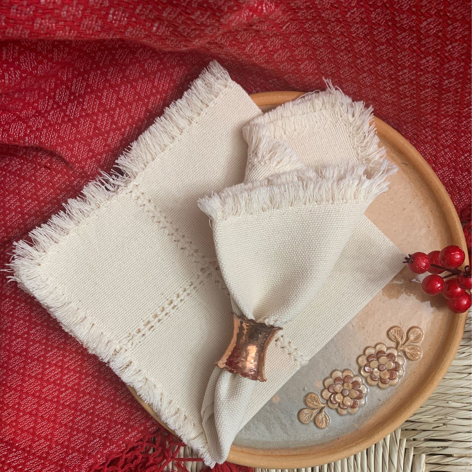 Servilletas deshiladas color crudo Set 2