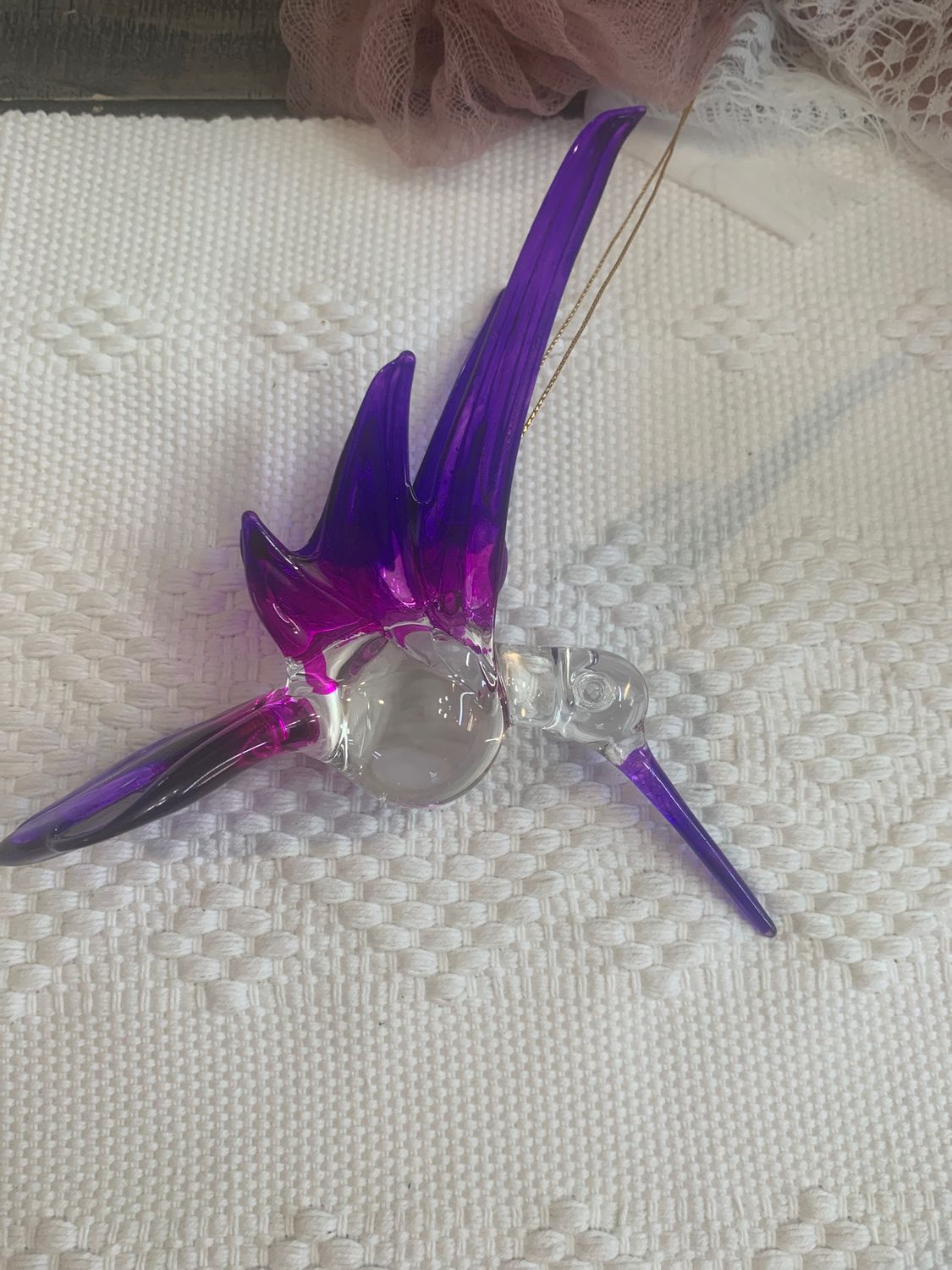 Colibrí de Vidrio Soplado Grande morado 