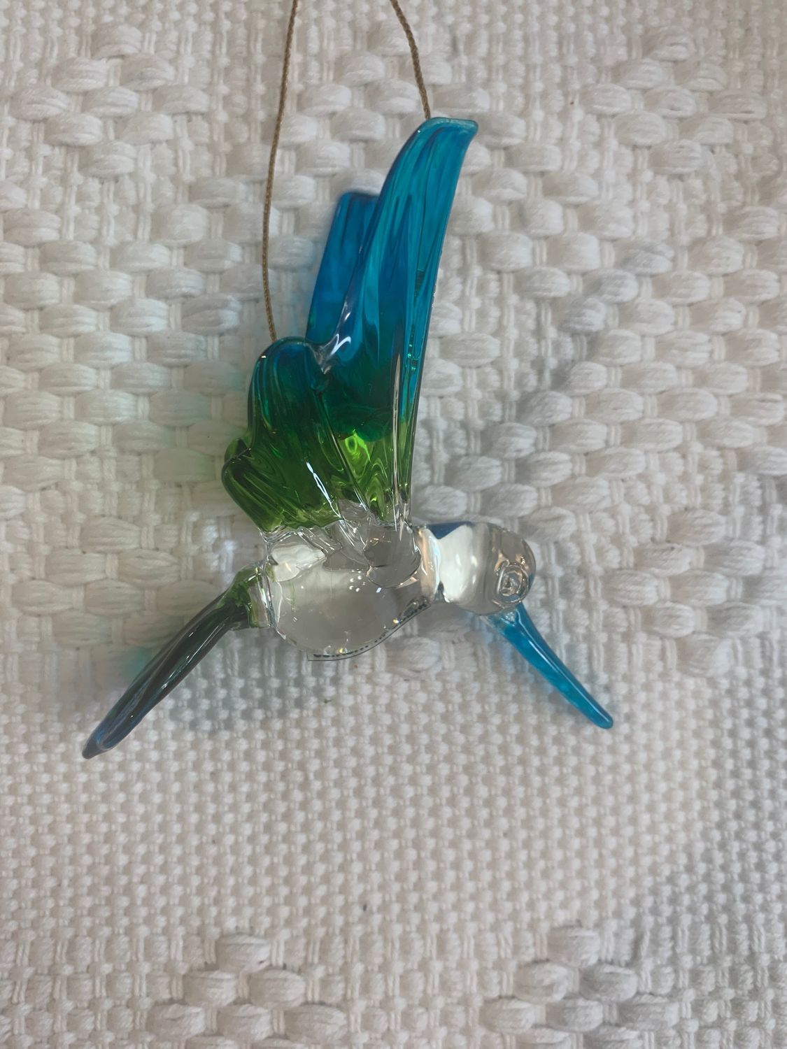Colibrí de Vidrio Soplado Mediano verde  azul 