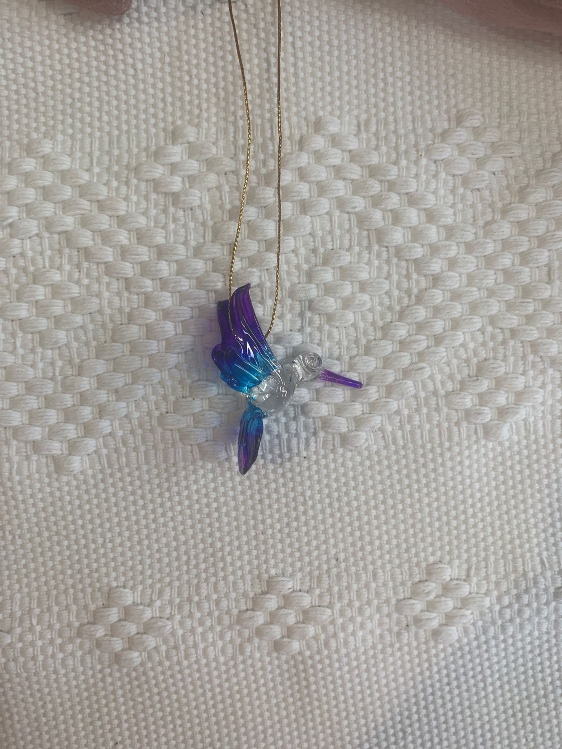 Colibrí de Vidrio Chico morado y azul  