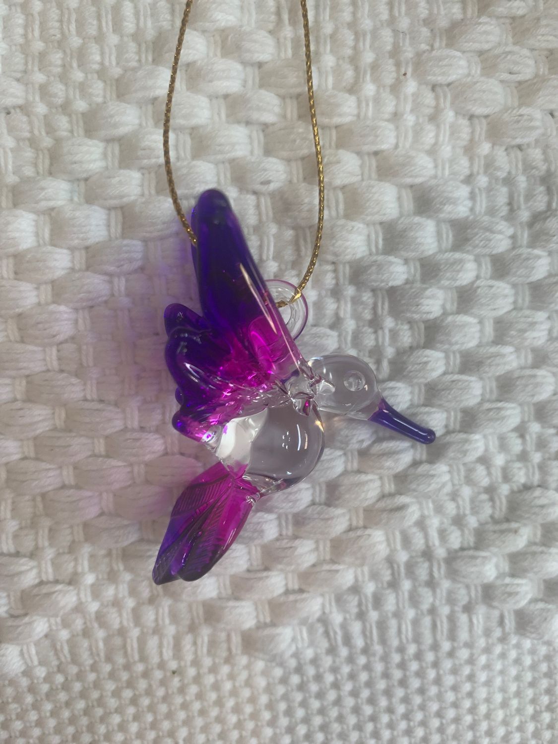 Colibrí de Vidrio Chico morado y rosa 