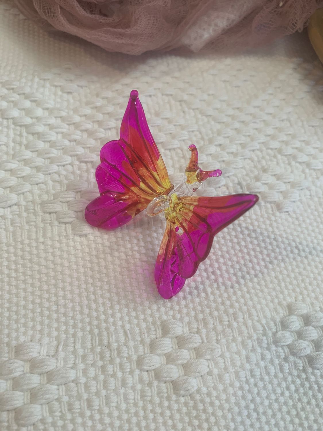 Mariposa Vidrio Soplado Rosa naranja 