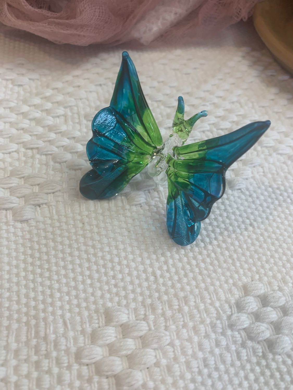 Mariposa Vidrio Soplado Aqua verde 
