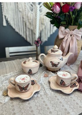 Juego de Té para 2 Personas 6 piezas color Rosa 