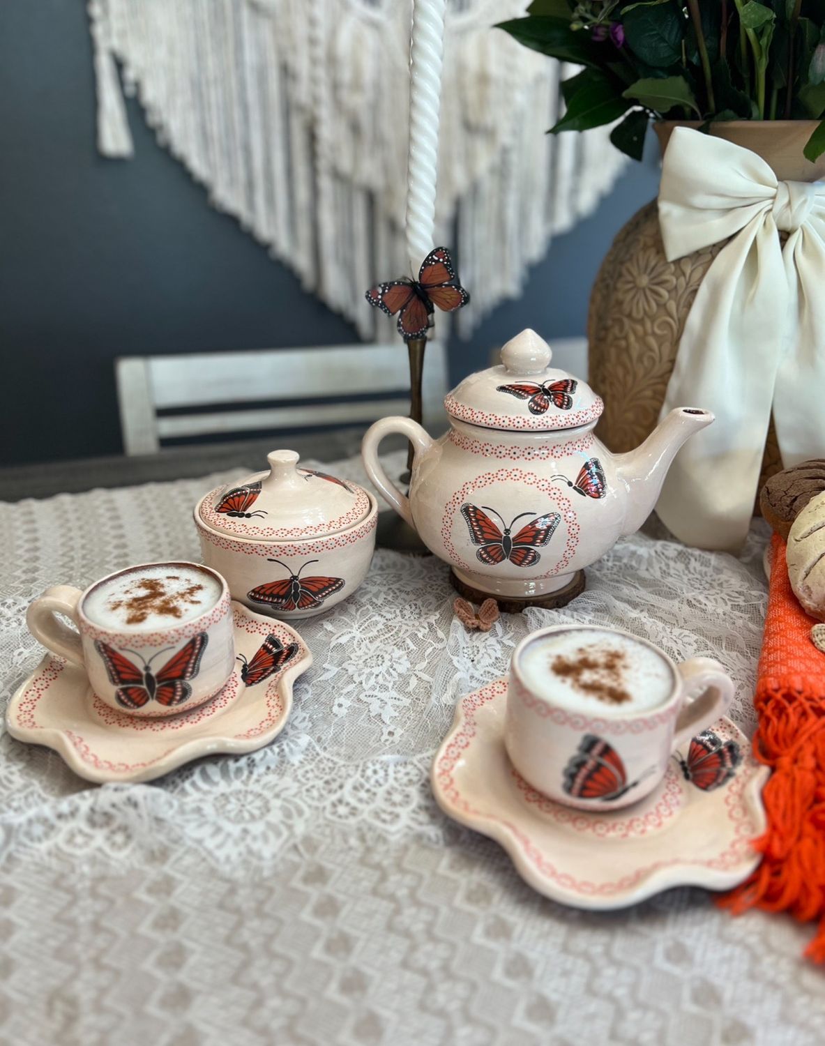 Juego de Té para 2 Personas 6 piezas color Naranja 