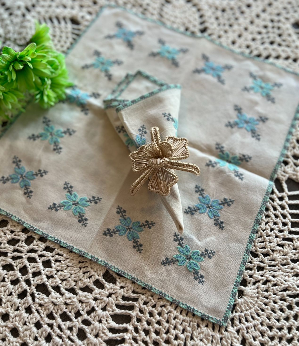 Servilleta de mesa Mazahua  azul SET 2