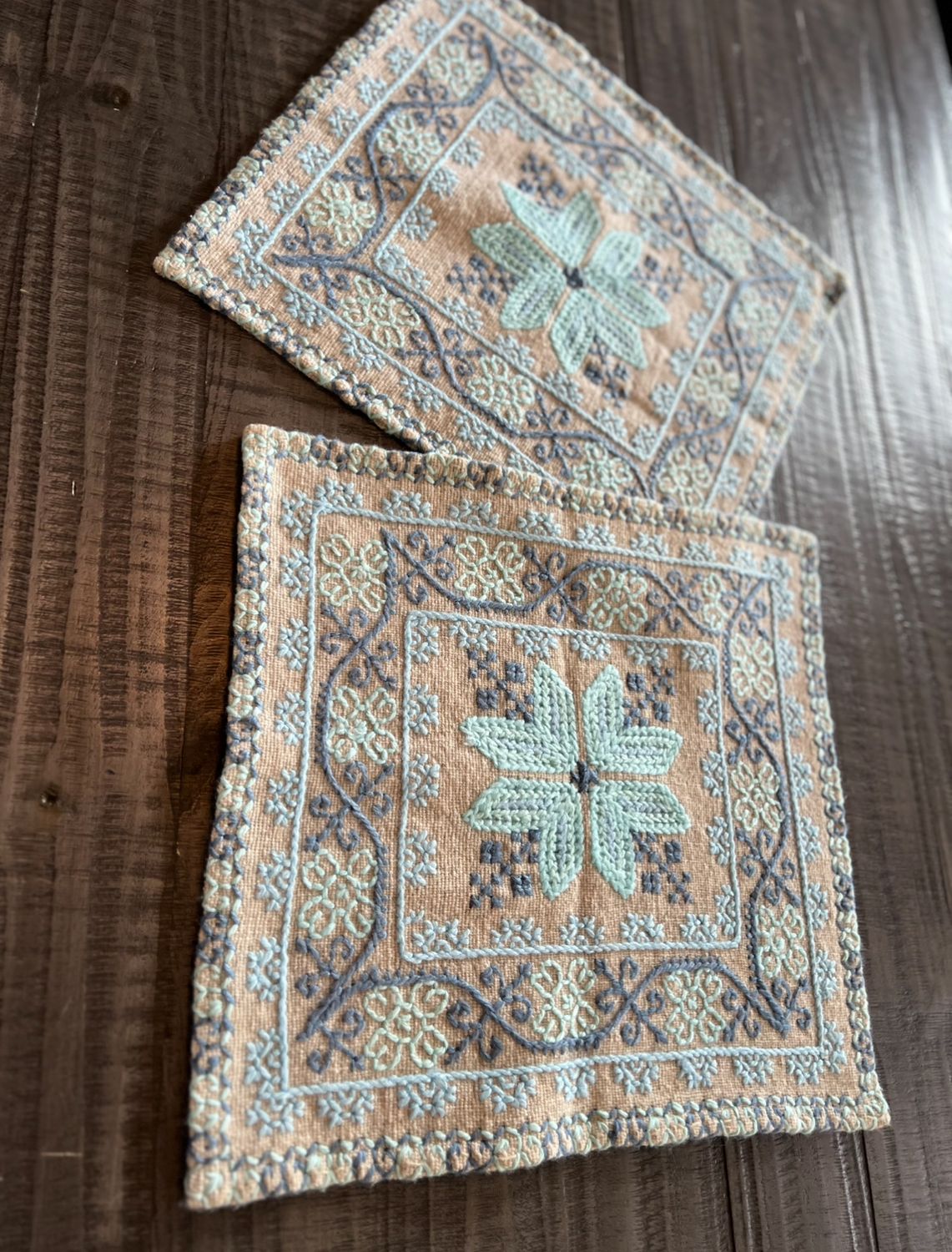 Cojines mazahua azul set 2
