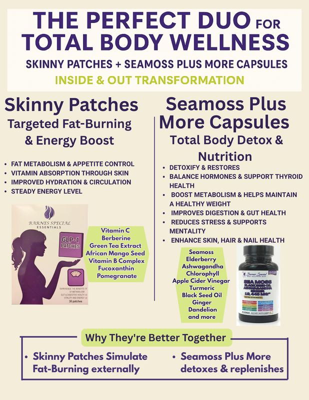 Perfect Duo for Total Body Wellness – Skinny Patches &amp; Seamoss Plus More Capsules | Plant-Based Energy &amp; Detox Support