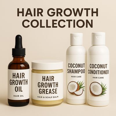Hair Growth Collections with hair oils, scalp care, and hair care kits