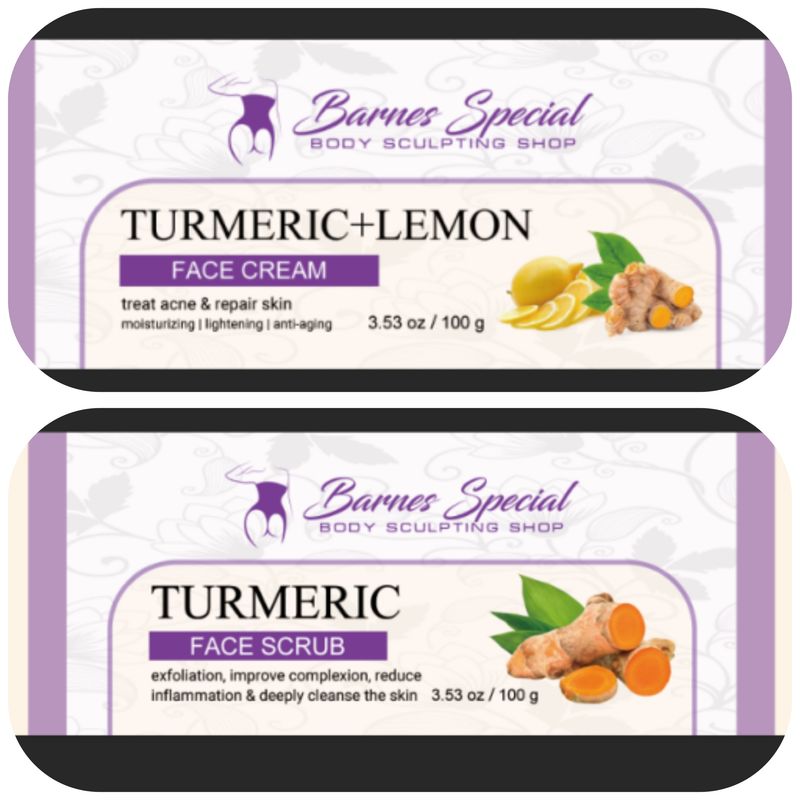 Turmeric and lemon skincare set 7-piece face and body care kit