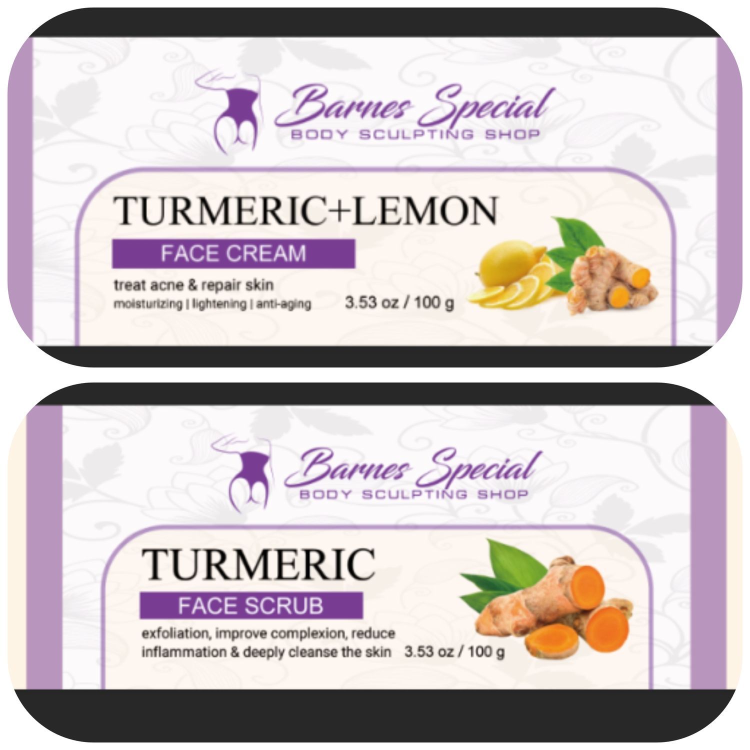 Turmeric and lemon skincare set 7-piece face and body care kit