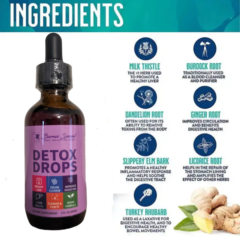 Herbal Detox Drops liquid herbal supplement bottle 2 oz