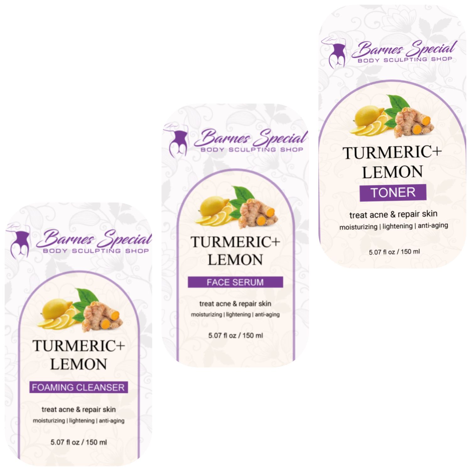 Turmeric and lemon facial care kit 5-piece skincare set