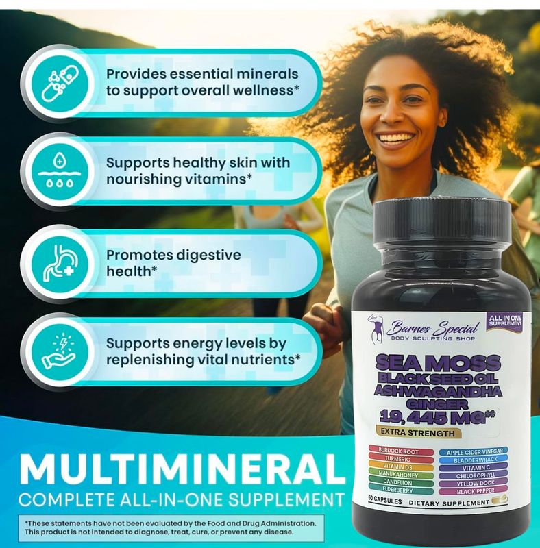 Seamoss Plus More Capsules 16-in-1 herbal supplement bottle