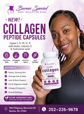 Multi-Collagen Peptide Capsules with Biotin, Vitamin C &amp; Hyaluronic Acid