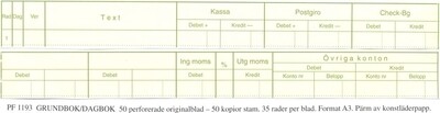 PF 1193 Grundbok (Dagbok) med kopia