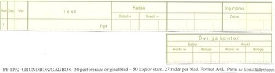 PF 1192 Grundbok (Dagbok) med kopia