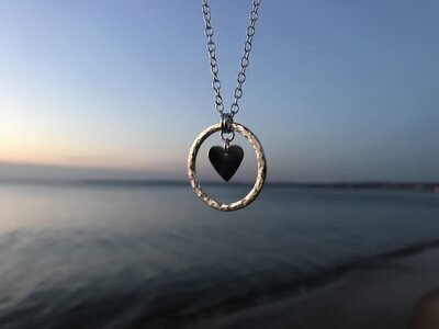 Heart flower halsband - Swedish sterling silver, handmade in Sweden
