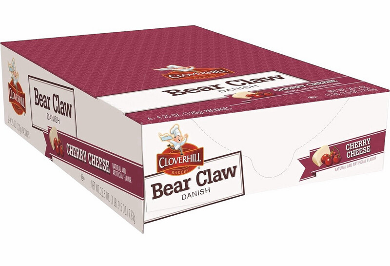 Cloverhill Bear Claw Cherry Cheese Danish, 4.25 Ounce - 6 Ct