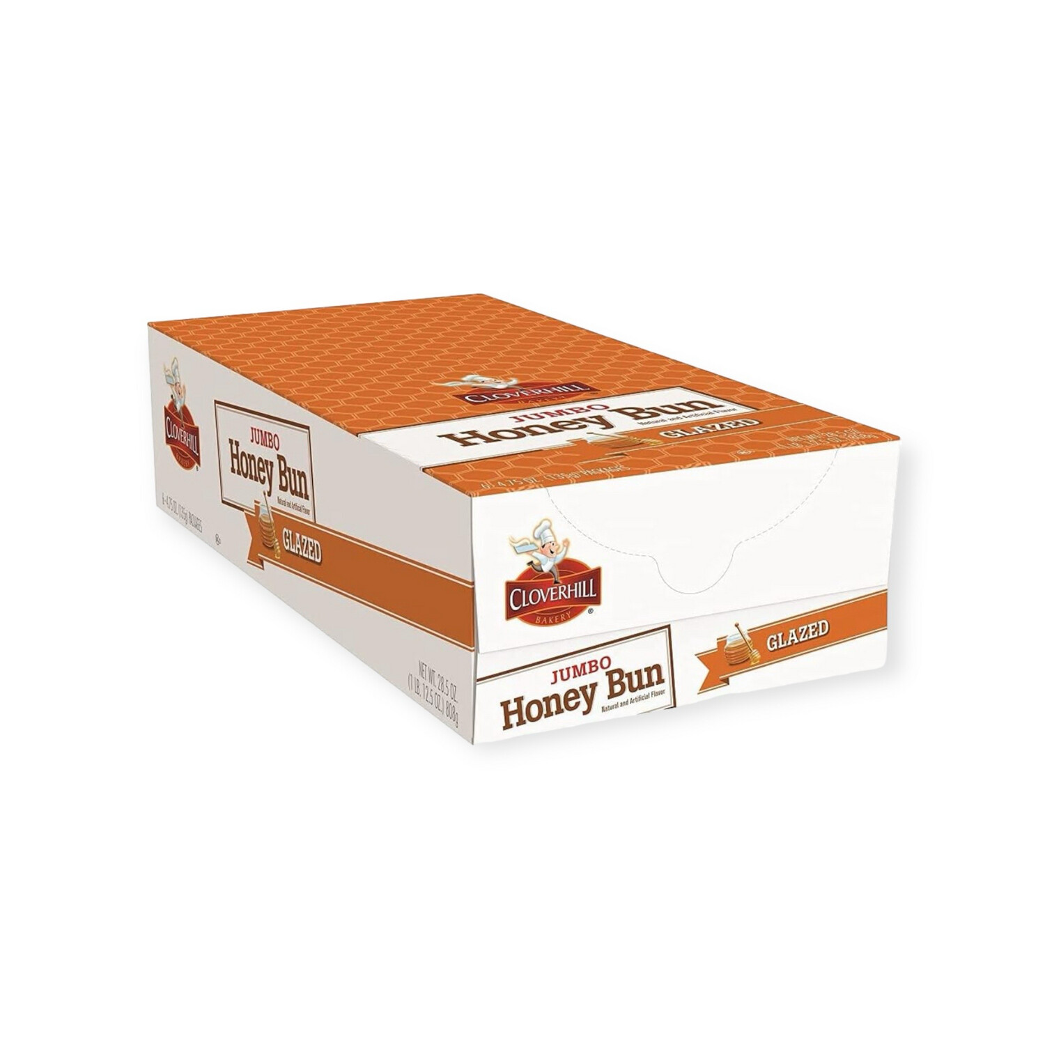 Cloverhill Bakery Jumbo Glazed Honey Buns, 4.75 Ounce - 6 Count Display Box