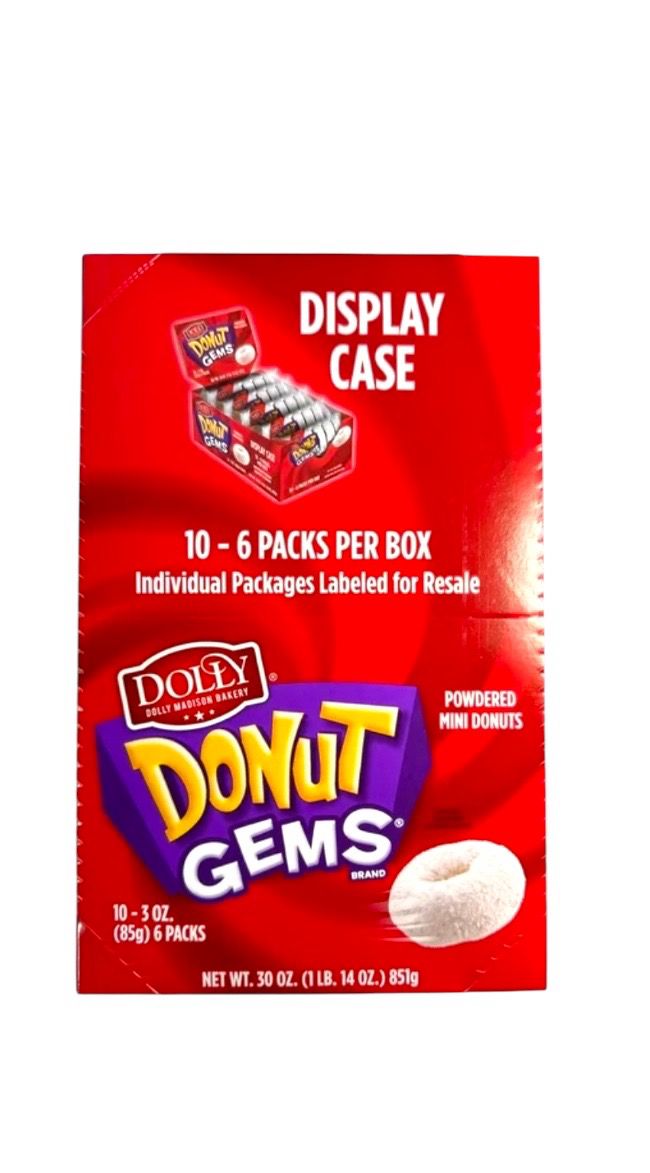 Dolly Madison Gems Mini  Powdered Mini Donut 10 - 6 PACKS PER BOX