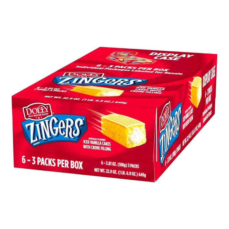 Dolly Zingers Iced Vanilla Cake With Creamy Filling 3 CAKES- Pack of 6